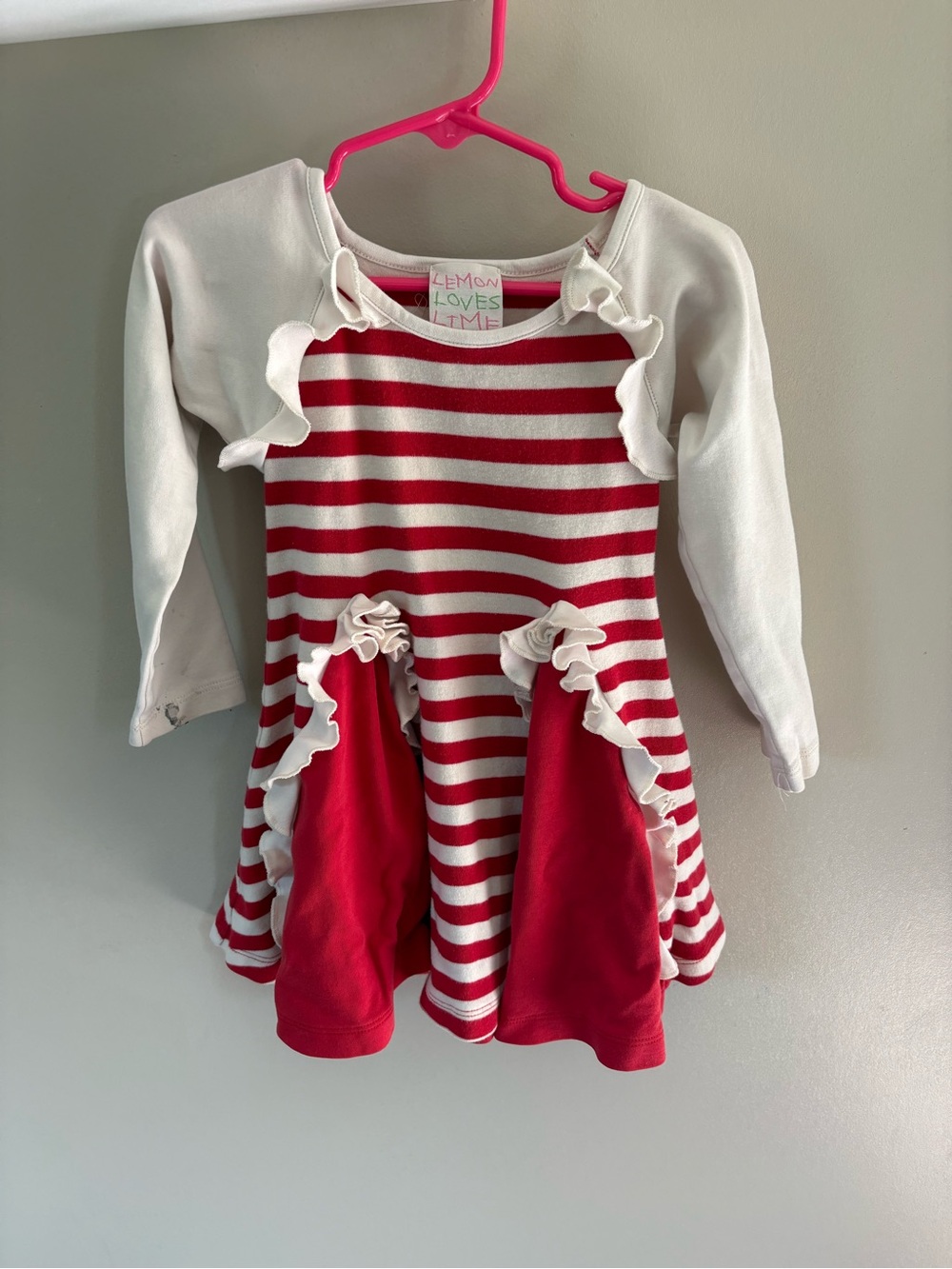 Lemon Loves Lime Red & White Striped Ruffle Dress